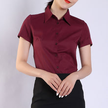 Load image into Gallery viewer, Womens Tops and Blouses Cotton Women Shirts Solid Women Blouses Short Sleeve White Plus Size XXXL/4XL Blusas Femininas Elegante