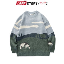 Load image into Gallery viewer, LAPPSTER-Youth Men Cows Vintage Winter Sweaters 2020 Pullover Mens O-Neck Korean Fashions Sweater Women Casual Harajuku Clothes