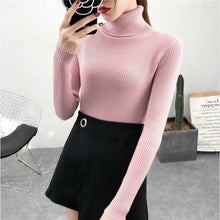 Load image into Gallery viewer, Bonjean Autumn Winter Knitted Jumper Tops turtleneck Pullovers Casual Sweaters Women Shirt Long Sleeve Tight Sweater Girls