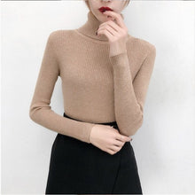 Load image into Gallery viewer, Bonjean Autumn Winter Knitted Jumper Tops turtleneck Pullovers Casual Sweaters Women Shirt Long Sleeve Tight Sweater Girls