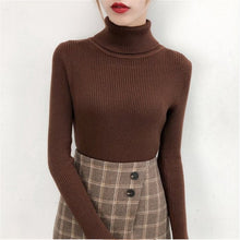 Load image into Gallery viewer, Bonjean Autumn Winter Knitted Jumper Tops turtleneck Pullovers Casual Sweaters Women Shirt Long Sleeve Tight Sweater Girls