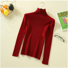 Load image into Gallery viewer, Bonjean Autumn Winter Knitted Jumper Tops turtleneck Pullovers Casual Sweaters Women Shirt Long Sleeve Tight Sweater Girls