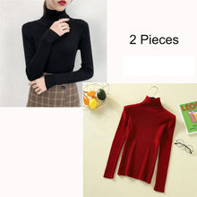 Load image into Gallery viewer, Bonjean Autumn Winter Knitted Jumper Tops turtleneck Pullovers Casual Sweaters Women Shirt Long Sleeve Tight Sweater Girls