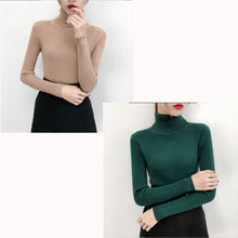Load image into Gallery viewer, Bonjean Autumn Winter Knitted Jumper Tops turtleneck Pullovers Casual Sweaters Women Shirt Long Sleeve Tight Sweater Girls
