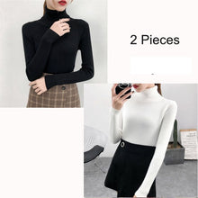 Load image into Gallery viewer, Bonjean Autumn Winter Knitted Jumper Tops turtleneck Pullovers Casual Sweaters Women Shirt Long Sleeve Tight Sweater Girls