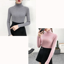 Load image into Gallery viewer, Bonjean Autumn Winter Knitted Jumper Tops turtleneck Pullovers Casual Sweaters Women Shirt Long Sleeve Tight Sweater Girls