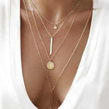 Load image into Gallery viewer, 2021 Collier Chain Necklace Multilayer Moon Alloy Metal Disc Gold Pendant Necklace For Women New Trend Female Jewelry Collar