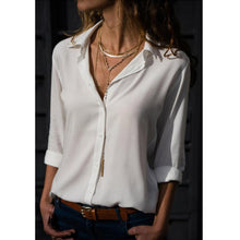 Load image into Gallery viewer, Gentillove Elegant Long Sleeve Solid V-Neck Chiffon Blouse 2019 Summer Women Tops Female Office Shirts Plus Size 3XL