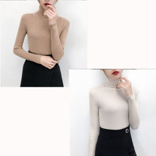 Load image into Gallery viewer, Bonjean Autumn Winter Knitted Jumper Tops turtleneck Pullovers Casual Sweaters Women Shirt Long Sleeve Tight Sweater Girls
