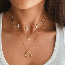 Load image into Gallery viewer, 2021 Collier Chain Necklace Multilayer Moon Alloy Metal Disc Gold Pendant Necklace For Women New Trend Female Jewelry Collar
