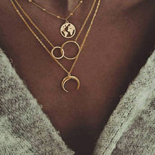 Load image into Gallery viewer, 2021 Collier Chain Necklace Multilayer Moon Alloy Metal Disc Gold Pendant Necklace For Women New Trend Female Jewelry Collar
